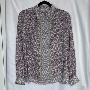 Max Studio Printed Button Down Blouse Medium